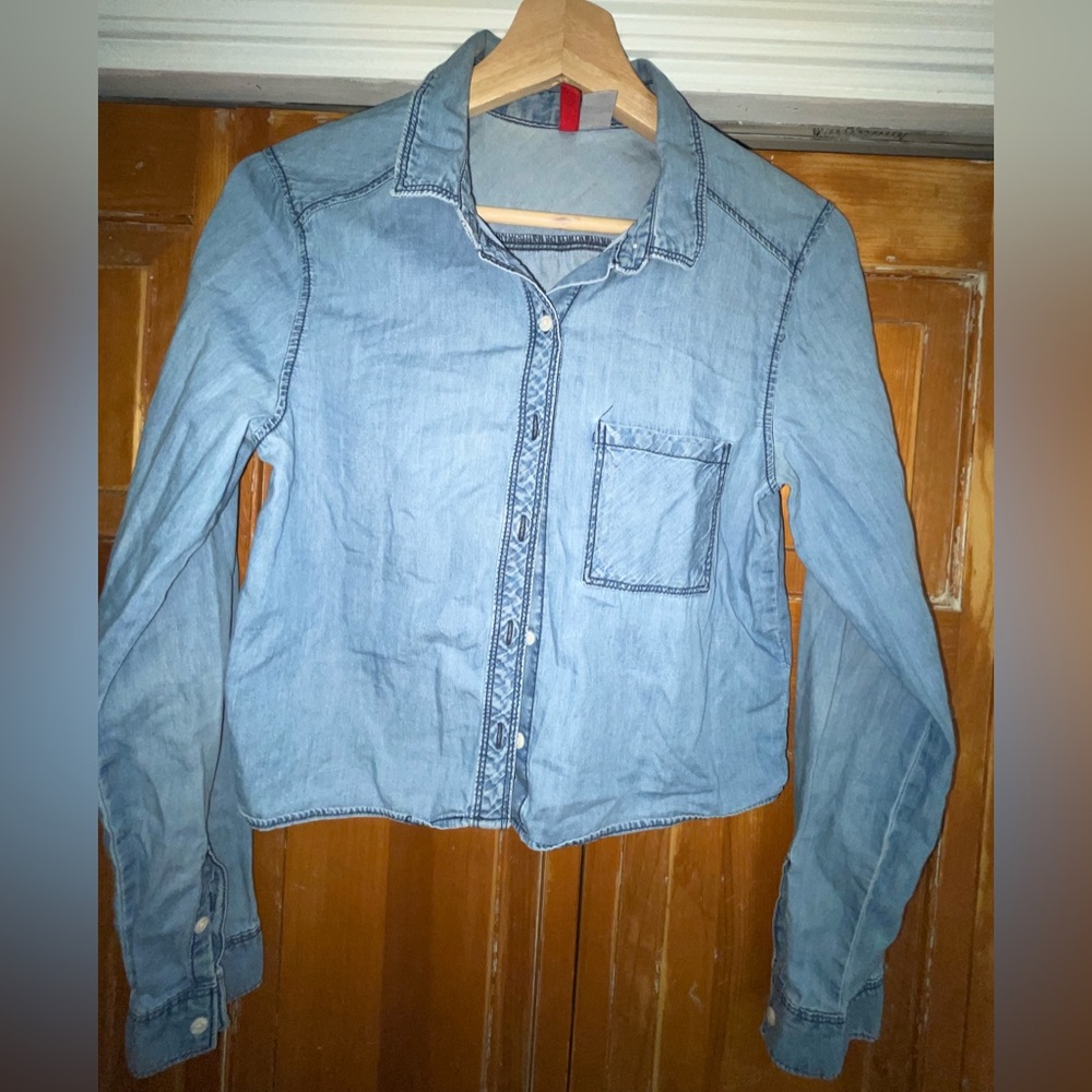 H&M Light Denim Button-Up Shirt Jacket